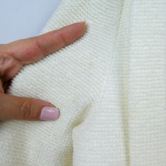 Vintage Square Shoulder Textured Blazer Sz M Ivory Cream Bouclé - Picture 14 of 16